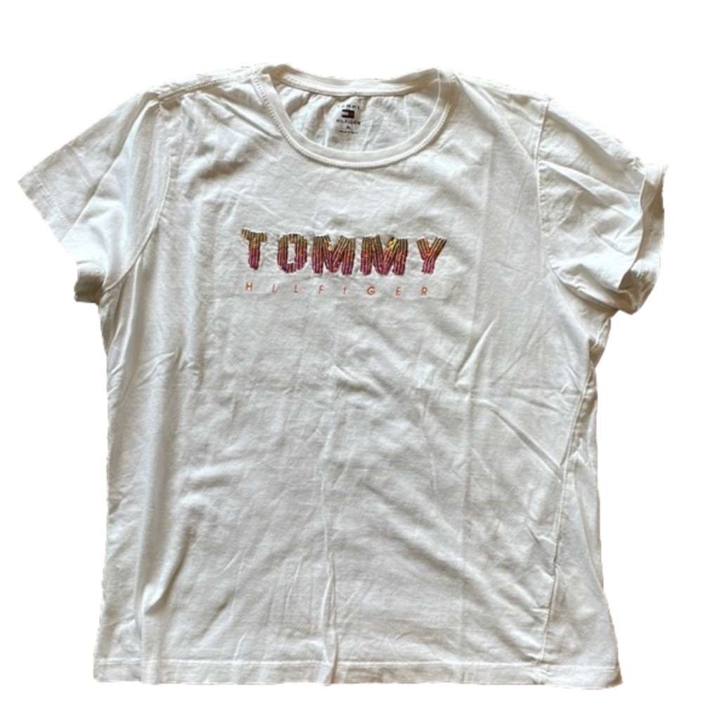 Tommy Hilfiger Girls XL Sequins White Tee